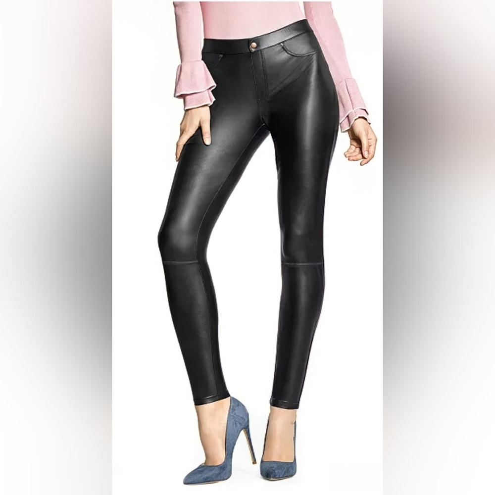 Hue Black Faux Leather Leggings XL Pull-On Vegan Leather Pants NWT